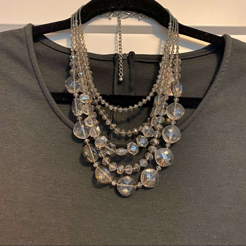 Multi-Strand Smokey Grey Statement Necklace